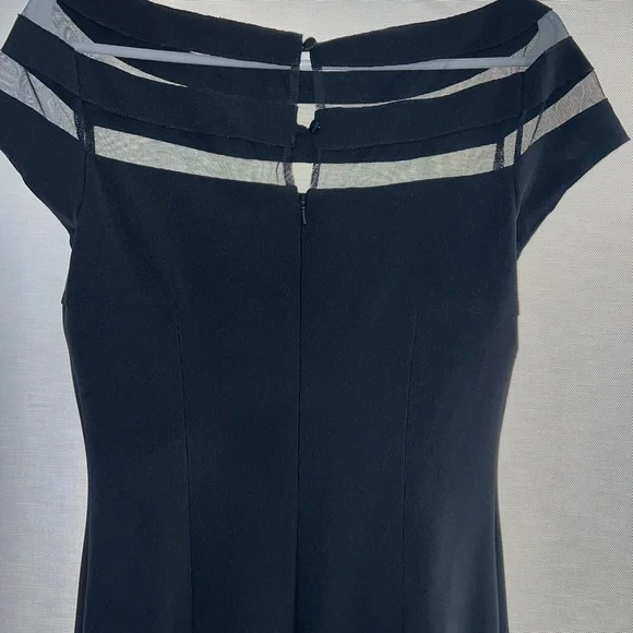 White House Black Market Black Mini Dress with Sheer Accents - Picture 3 of 6